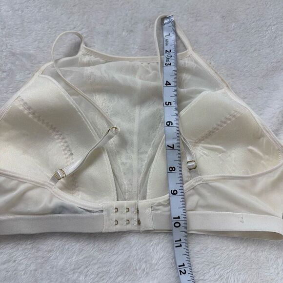 Body Frosting Women's L High Neck Padded Bra Bralette White Lace Semi Sheer - Picture 6 of 6
